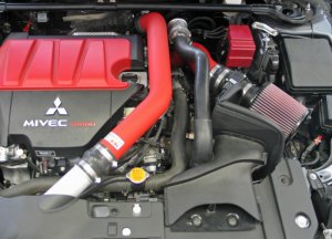 Mitsubishi Lancer Performance Air Intake - K&N Engineering - Typhoon Short Ram - Wrinkle Red - `08-`09